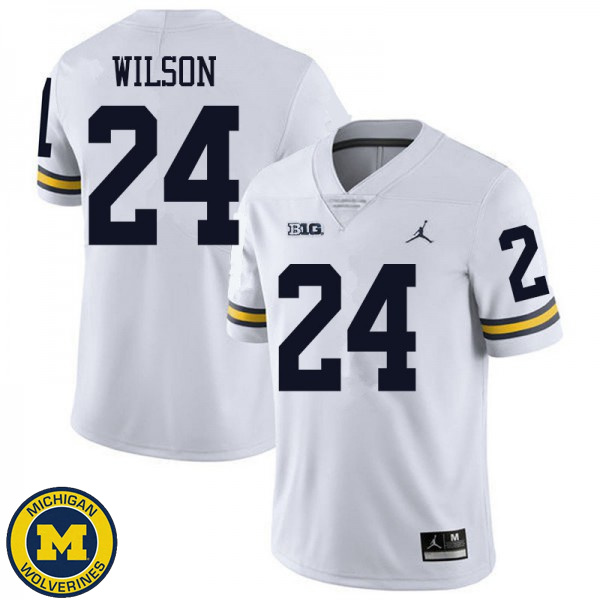 Men's Michigan Wolverines #24 Tru Wilson White Jordan Brand High School Jersey